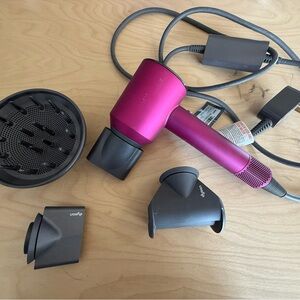 Dyson Hair Dryer in Fuchsia and Dark Gray